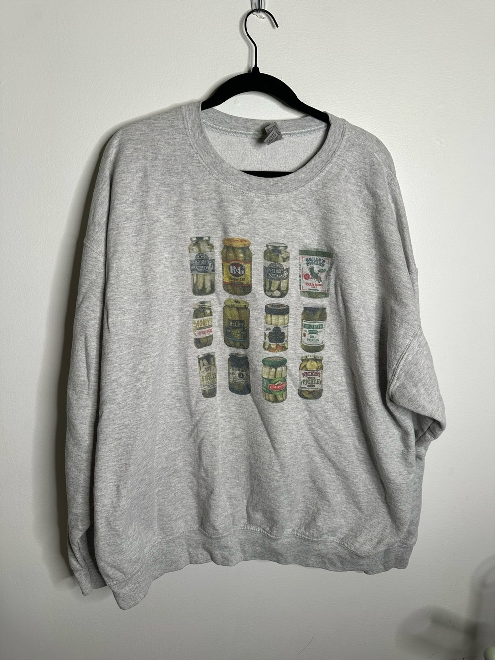 Gray Graphic Pickle jar Crewneck Sweatshirt sz xxl